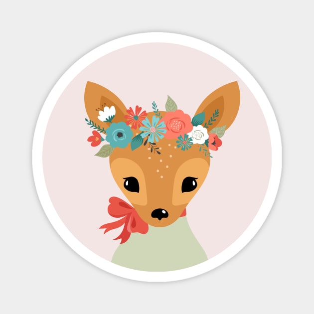 Floral Baby Deer Magnet by JunkyDotCom